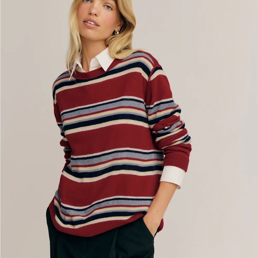 Reformation Boyfriend Sweater in Crimson Stripe